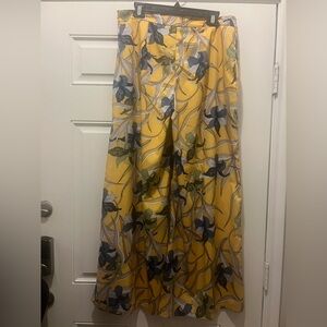 Charlotte Russe Yellow & Blue Floral Wide Leg Pants